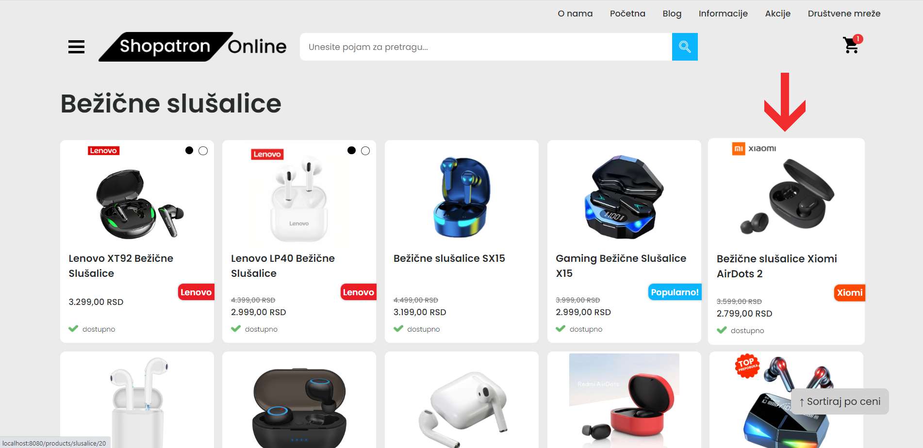 Prvo klikni na proizvodi